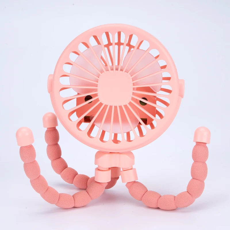 HOMEFISH Clip-on Stroller Fan for Baby – Oscillating, USB, Flexible Tripod