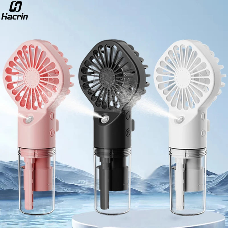 Portable USB Mist Fan – Refreshing Spray, 4 Speeds, Rechargeable