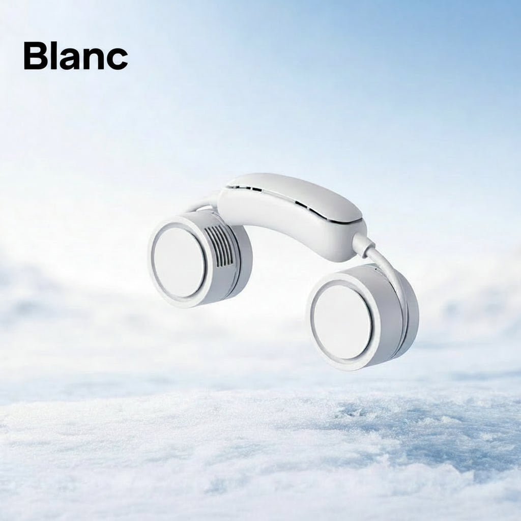 Ventilateur Tour de Cou Portable & Pliable – Rechargeable 1600mAh, Silencieux